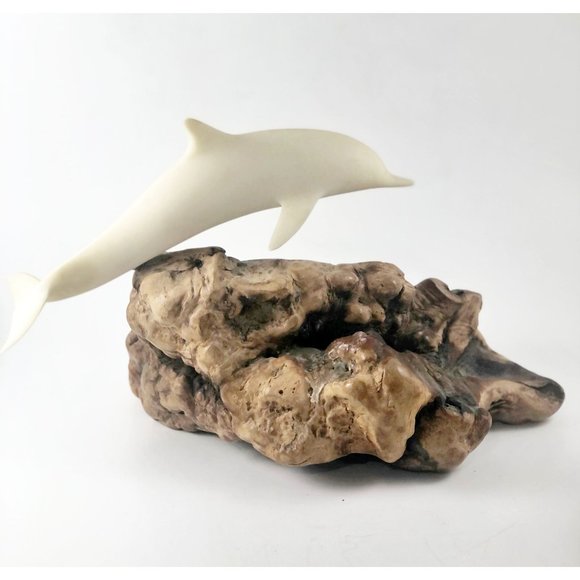 John Perry Dolphin Sculpture on Gnarly Burlwood - Picture 4 of 6